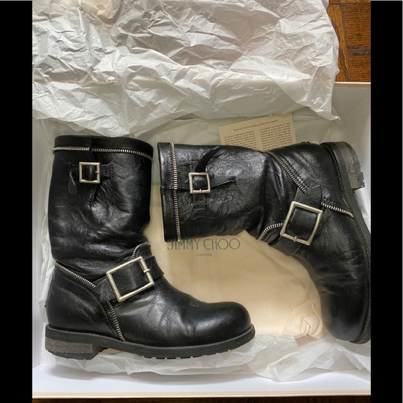 Jimmy Choo biker leather boots 35 - Picture 1 of 16